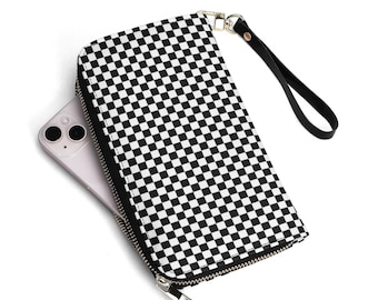 Black White Checkered PU Leather Wallet - Classy and Chic