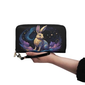 Celestal Rabbit Carteira Vegana Couro Fofo Carteira Vegana Couro Fofo Carteira Feminina Com Zíper Multi Bolso