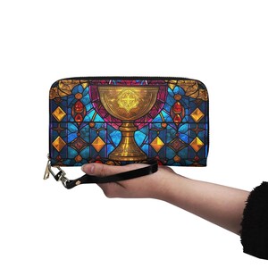 Christliche Kunst Brieftasche Vegan Leder Nette Brieftasche Vegan Leder Brieftasche Zip Rund Frauen Brieftasche Nette Multi Tasche