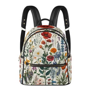 Sac à dos botanique fleurs sauvages en cuir végétalien sac à dos en PU Mini sac à dos sacs mignons pour filles femmes sacs cadeaux