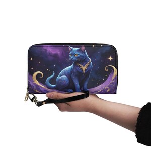 OverLORD Katze Brieftasche Vegan Leder Niedliche Brieftasche Vegan Leder Brieftasche Zip Rund Frauen Brieftasche Niedlich Multi Pocket