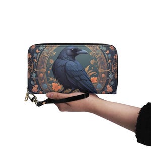 Carteira de couro vegano com estampa de arte, carteira fofa de couro vegano, carteira feminina com zíper, carteira fofa com vários bolsos, ideia de presente exclusiva