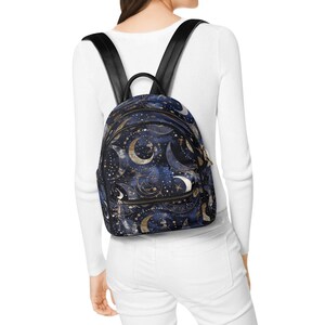 Cosmic Moon Sky PU Leather Backpack
