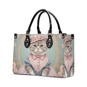 Sac chat Scottish Fold sac à main mignon sac à main bandoulière unique, photo animal portrait art, portrait au pastel pour les amoureux des animaux