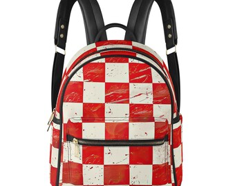 4275 Checkered Backpack Purse Plaid Back Pack Purses Leather Backpack Bags Victoria main image 2