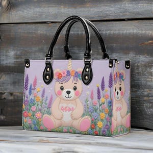 Einhorn Bär Print Tasche Niedliche Crossbody Tasche Einzigartige Geldbörse Niedliche Geldbörse, Luxus Tasche Vegan Ledertaschen Bedruckte Designer Tasche