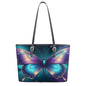 Sac fourre-tout éternel papillon Sac fourre-tout mignon Sac à bandoulière en similicuir végétalien Grands sacs fourre-tout en cuir PU avec poches intérieures, fermeture à glissière