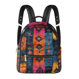 Retro Aztec Vegan Leather Backpack PU Backpack Mini Backpack Cute Bags for Girls Women Gift Bags