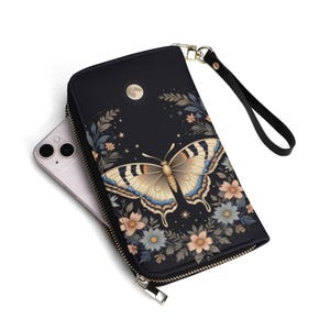Cartera de cuero sintético con diseño de mariposa y polilla de WitchyCartera de cuero con diseño de mariposa y polilla de Witchy: perfecta para brujas, wicca y amantes de la naturaleza