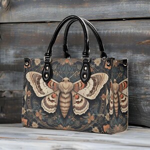 Bolso de polilla oscura, lindo bolso cruzado, bolso único, lindo bolso, bolso de lujo, bolsos de cuero vegano, bolso de diseñador estampado