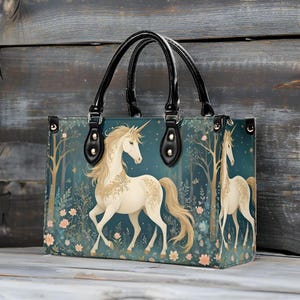 Bolso de unicornio mágico, bonito bolso cruzado, bolso único, bonito bolso de lujo, bolsos de piel vegana, bolso de diseñador estampado.