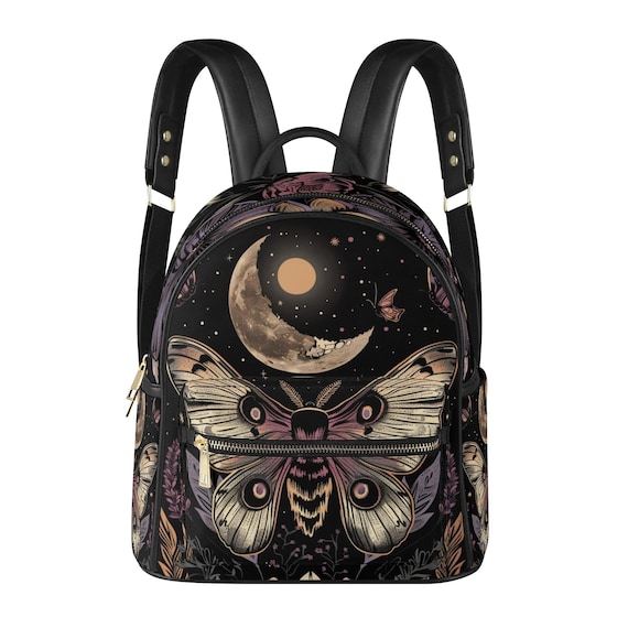 Aesthetic Bag Moth Vegan Leather Backpack PU Backpack Mini  display picture 1