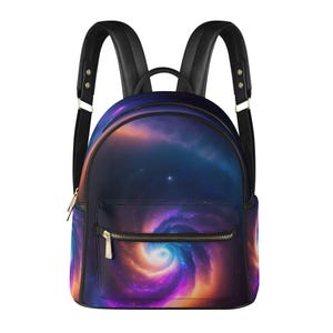 Mini Backpack Galaxy Theme Padded Straps Faux Leather Adjustable Daypack Amazon.com | Bardic Galaxy Mini Backpack Purse for Women  main image 3