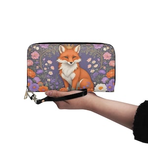 König Fuchs Brieftasche Vegan Leder Niedliche Brieftasche Vegan Leder Brieftasche Zip Rund Frauen Brieftasche Niedliche Multi Tasche Einzigartige Geschenkidee