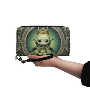 Alien Baby Wallet Couro Vegano Carteira Bonita Carteira Couro Vegano Carteira Zip Around Feminina Carteira Bonita Multi Bolso