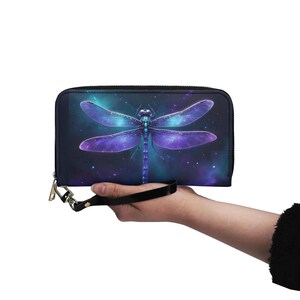 Carteira de borboleta aquarela couro vegano carteira fofa carteira de couro vegano zíper carteira feminina fofa vários bolsos