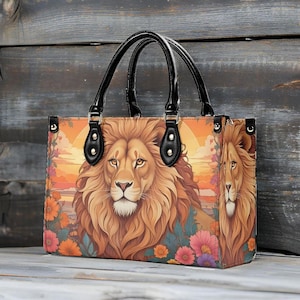 Bolso León El Rey, bonito bolso cruzado, monedero único, bonito bolso de lujo, bolsos de piel vegana, bolso de diseñador estampado.