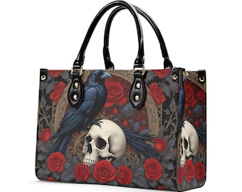 Goth Crow Skull Bag Cute Crossbody Bag Unique Bag Cute Purse, Luxury Bag Vegan Leather Bags Printed Designer Bag