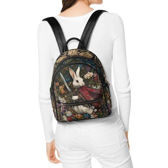 Medieval Rabbit Vegan Leather Backpack PU Backpack Mini 
