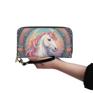 Einhorn Mädchen Brieftasche Vegan Leder Niedliche Geldbörse Vegan Leder Brieftasche Zip Rund Frauen Brieftasche Niedliche Multi Tasche Einzigartige Geschenkidee