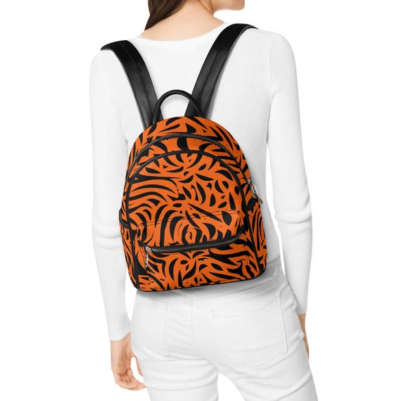 Vibrant Animal Print Vegan Leather Backpack PU Backpack Mini  display picture 3