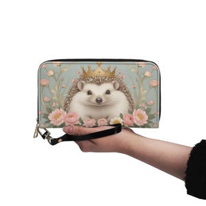 Carteira de ouriço fofa de couro vegano Carteira fofa de couro vegano Carteira com zíper Carteira feminina fofa com vários bolsos Ideia de presente exclusiva