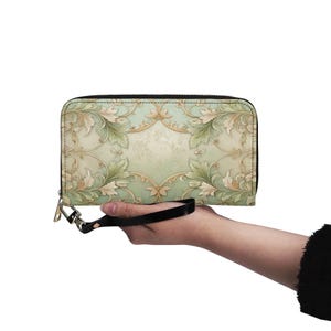 Kunst Dekor Brieftasche Vegan Leder Niedliche Brieftasche Vegan Leder Brieftasche Zip Rund Frauen Brieftasche Niedlich Multi Pocket