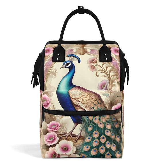 Bag With Peacock Large Capacity Diaper Bag Mummy Backpack Nursing
