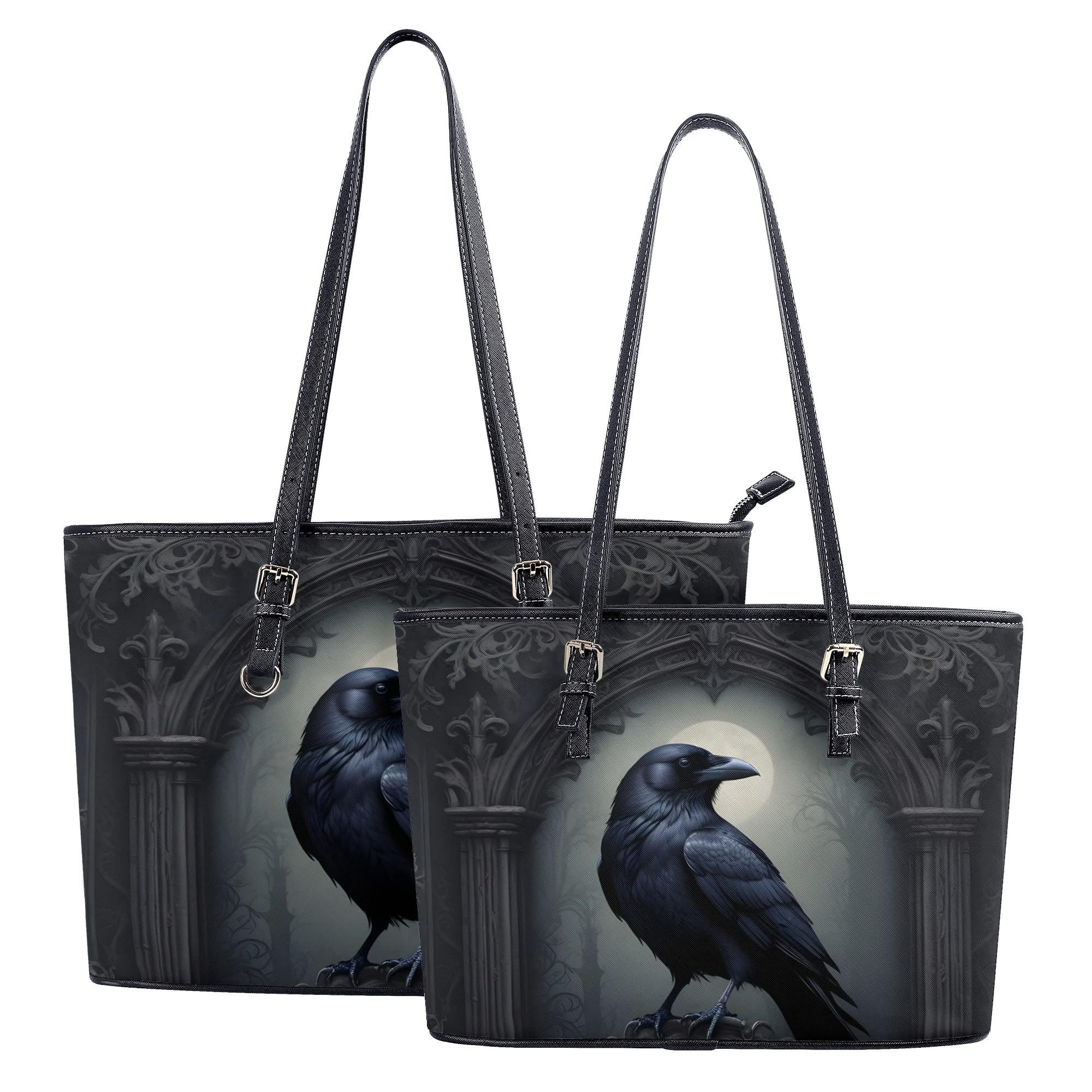 Gothic Church Raven Shoulder Bag – Corduroy Tote For Women, Adjustable Strap, Large Capacity - View #3