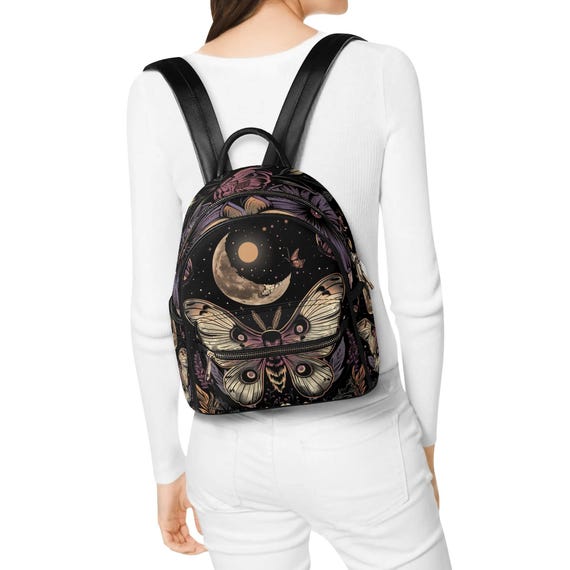 Moth Vegan Leather Mini Backpack: Aesthetic Design - Etsy