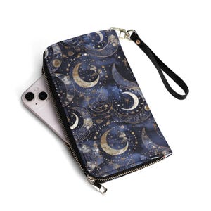 Titel Celestial Sky Wallet Cosmic Moon PU-Leder Space Themed