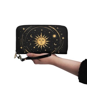 Retro Sky Portemonnaie Vegan Leder Niedliche Brieftasche Vegan Leder Brieftasche Zip Rund Frauen Brieftasche Niedliche Multi Tasche