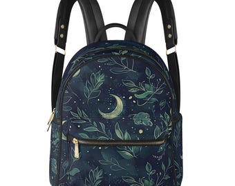 Cottagecore Flower PU Leather Mini Backpack, Cute Floral  display picture 3