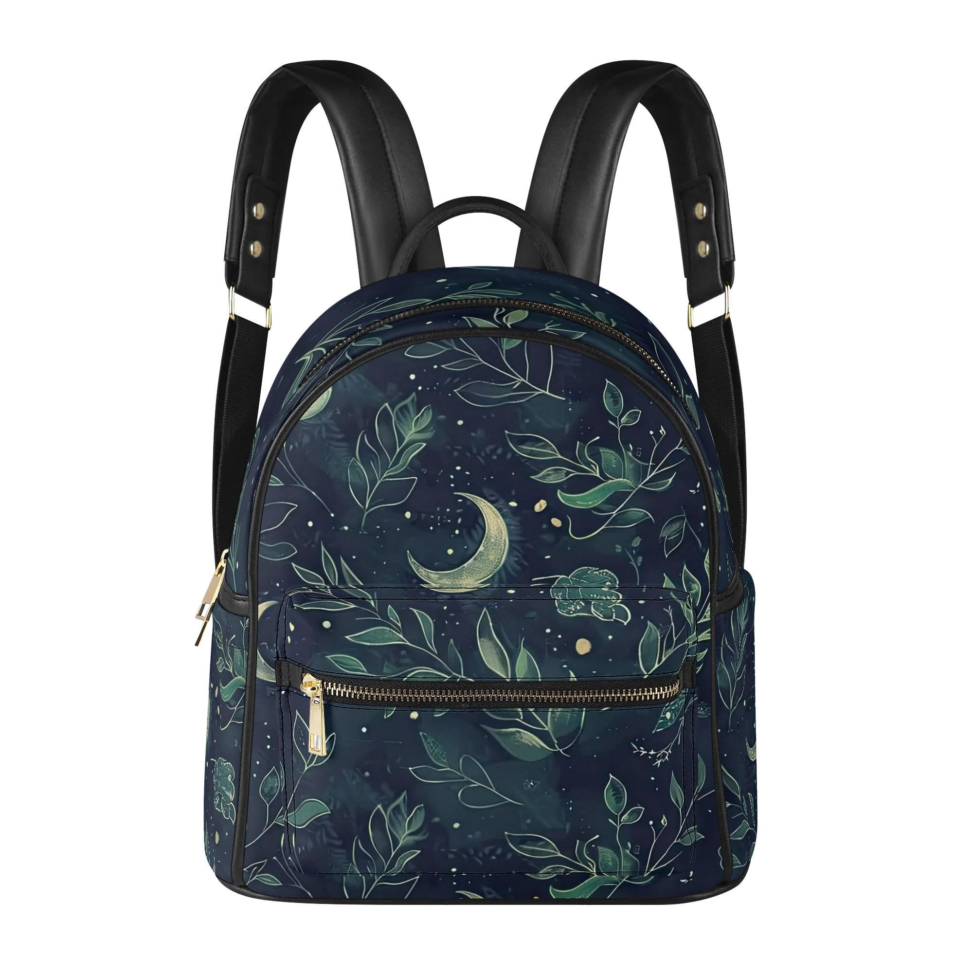 3769 Moon Stars Flower Backpack Purse Rucksack Travel Shoulder Bag Casual Spring - Backpack - Moon Nude main image 2