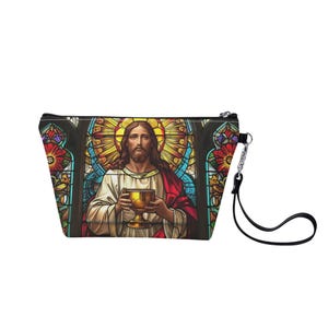 Jesus Kunst Schminktasche Reißverschlusstasche Süße Tasche Vegan Leder Reißverschluss-Beutel Federmäppchen Kulturbeutel