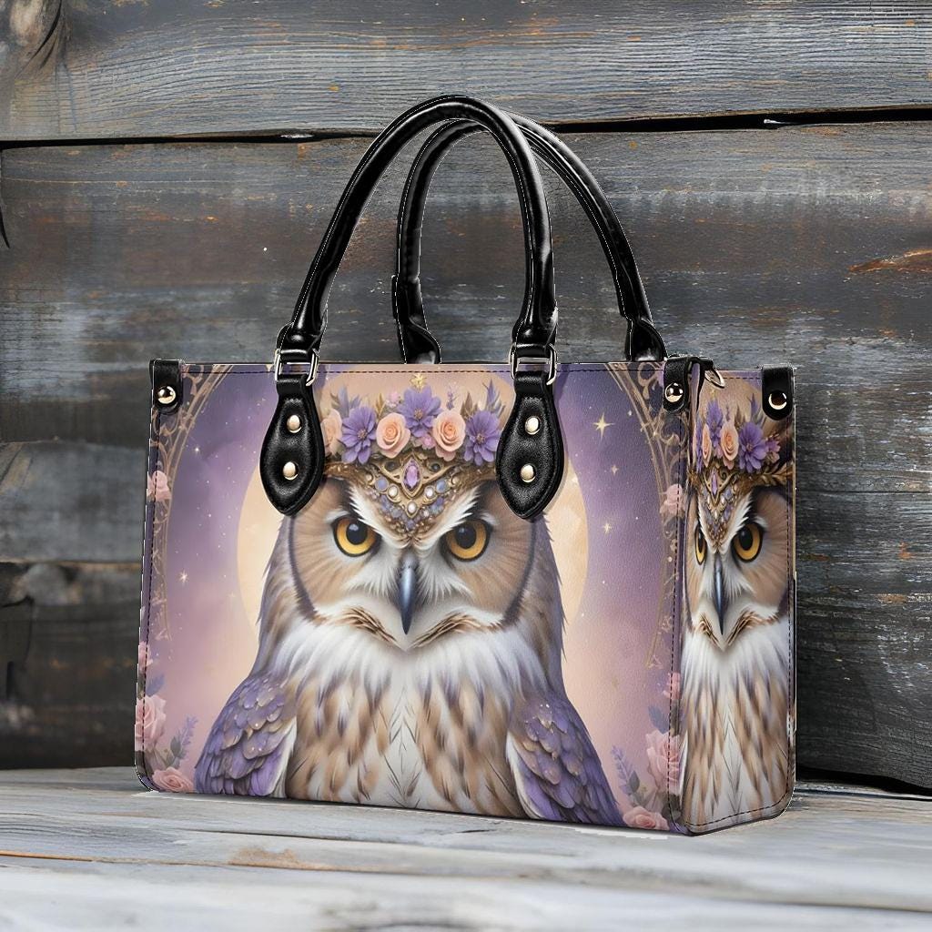 Luxury Owl Bag Cute Crossbody Bag Unique Purse Cute Purse, Luxury Bag Vegan Leather Bags Printed Des