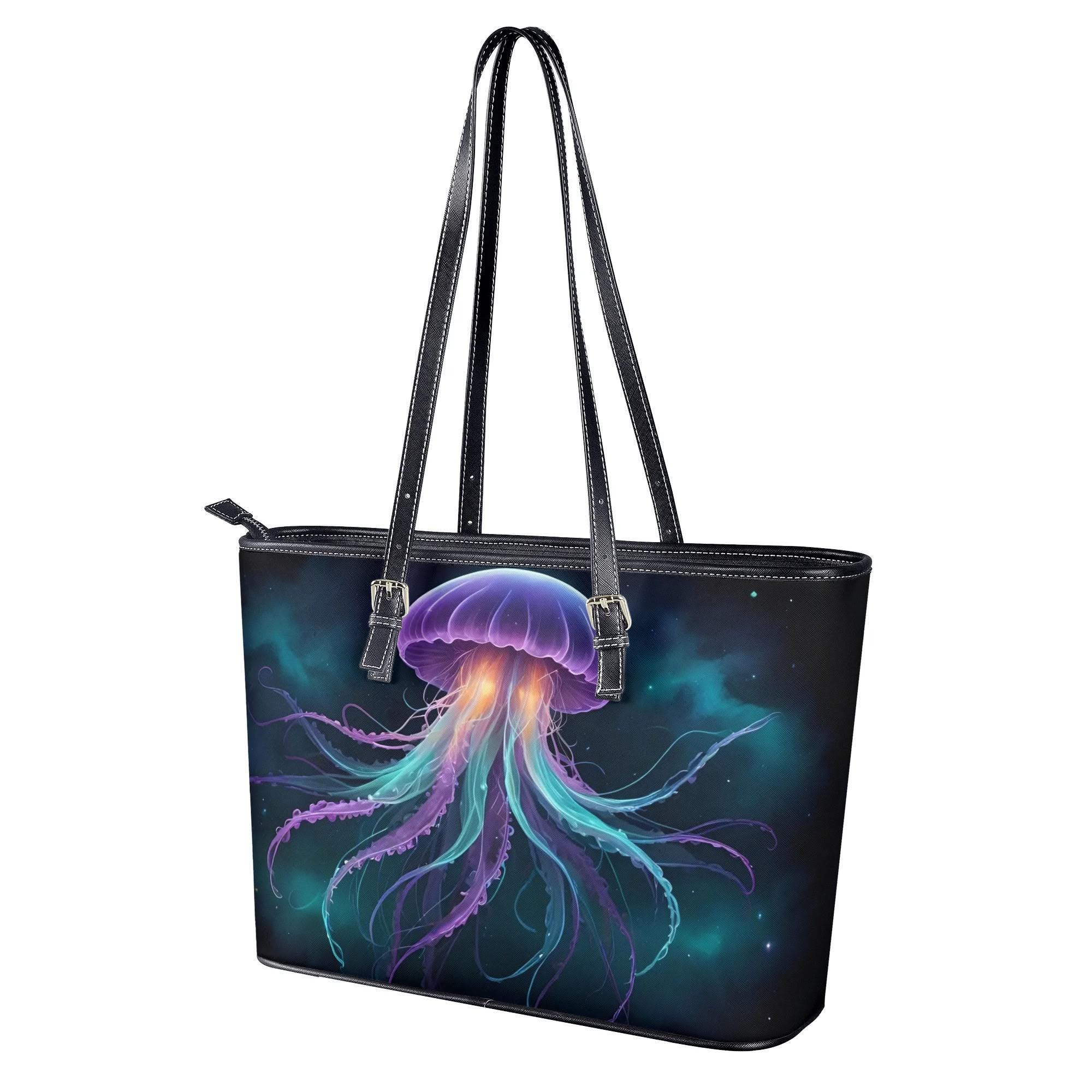 A&P ジュリーフィッシュBag Jellyfish Galaxy PU Leather Tote Bag, Zip Closure - Etsy