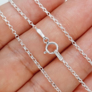 20 inch chain Sterling Silver Rolo 1.5mm Finished Replacement Necklace Chain Made in Italy