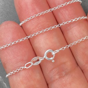 20 inch Rolo Chain Sterling Silver 1mm Finished Replacement Necklace, Dainty 20&quot; Rollo Chain Made in Italy