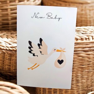 Nieuwe babykaart ooievaar