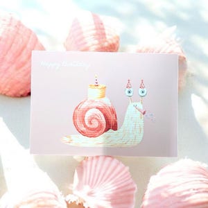 Carte d'anniversaire escargot rose
