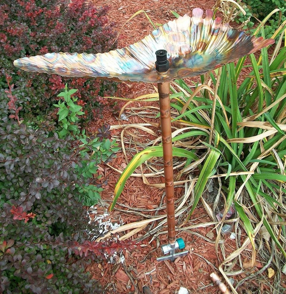 Sprinkler Bird Bath Sculpture Copper Sculpture Garden Etsy