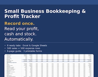 Small Business Bookkeeping Spreadsheet | Income, Expense, Inventory Tracker | Excel and Google Sheets