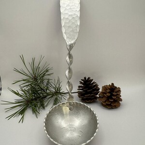 Vintage Norwegian Handmade Large Pewter Aluminum Ladle – 1950s – Marked &quot;Handarbeid&quot;