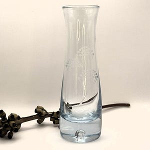 Vintage 1960s Etched Glass Vase - Elegant Floral Design