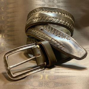 Cinture In Tela Di Cotone Kaki / Verde Con Fibbia Kaki - Foto 2