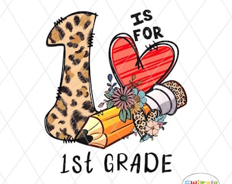 Leopard Print First Grade Teacher PNG: Back to School Sublimation Design (Digital Download)