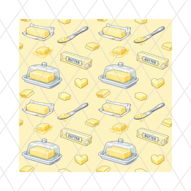 Butter Background Pattern Butter Sticks Seamless Pattern PNG: Butter Lover Repeating Print ...