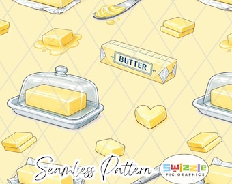 Butter Sticks Seamless Pattern PNG: Butter Lover Repeating Print Sublimation Design