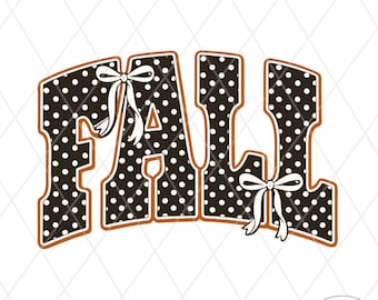 Fall Bow PNG Graphic, Polka Dot Autumn Sublimation Design